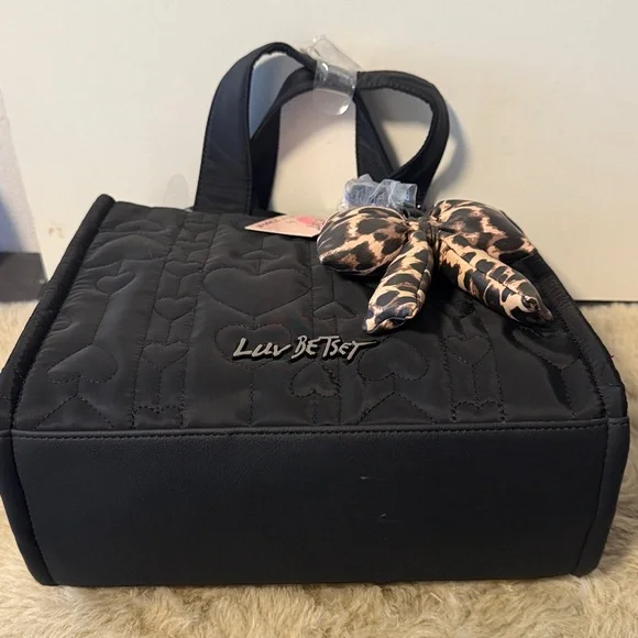 Betsey Johnson Black Tote with Leopard Bow - Picture 4 of 4